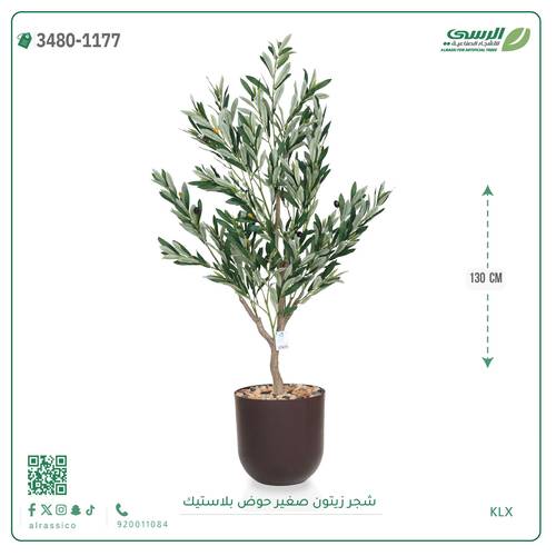 شجرة زيتون اصطناعية ( ارتفاع 130 سم ) حوض بلاستيك