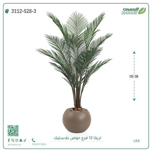 شجر أريكا صناعية ( ارتفاع 155 سم ) حوض بلاستيك