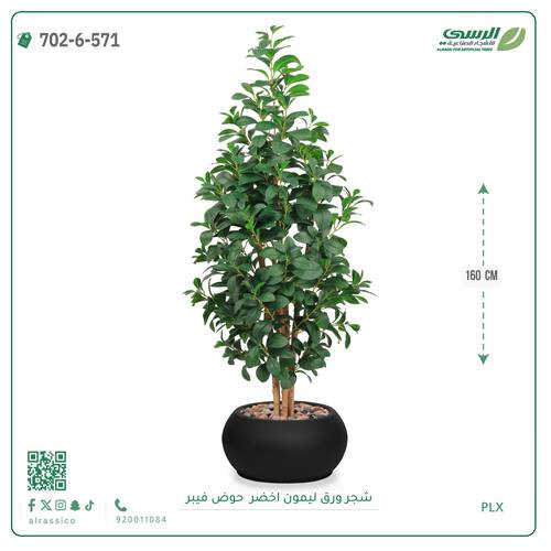 شجر ليمون صناعية ( ارتفاع 160 سم ) حوض فيبر