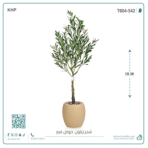 شجره زيتون اصطناعية بمركن فيبر اسطوانى صغير 