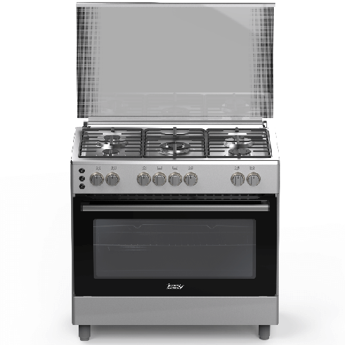 فرن Superclassic سوبر كلاسيك 90*60 استيل 5 عيون غاز تركى حامل ثقيل مع مروحة