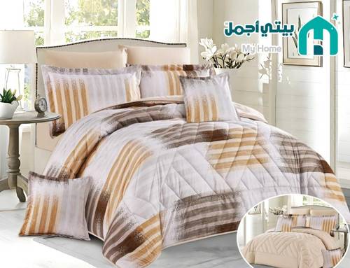 طقم لحاف سكون الورد الفاخر – 8 قطع (وجهين)