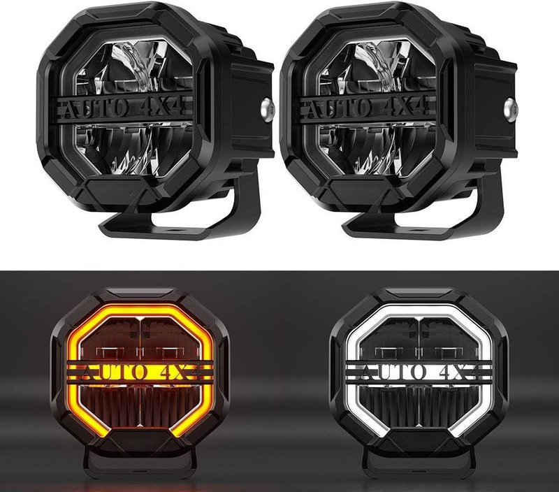 AJA LED PODS (PAIR)  طقم كشافات التميز من اجا 4 أنش سكن ابيض او برتقالي قوي جدا عدسة كومبو منتشرة
