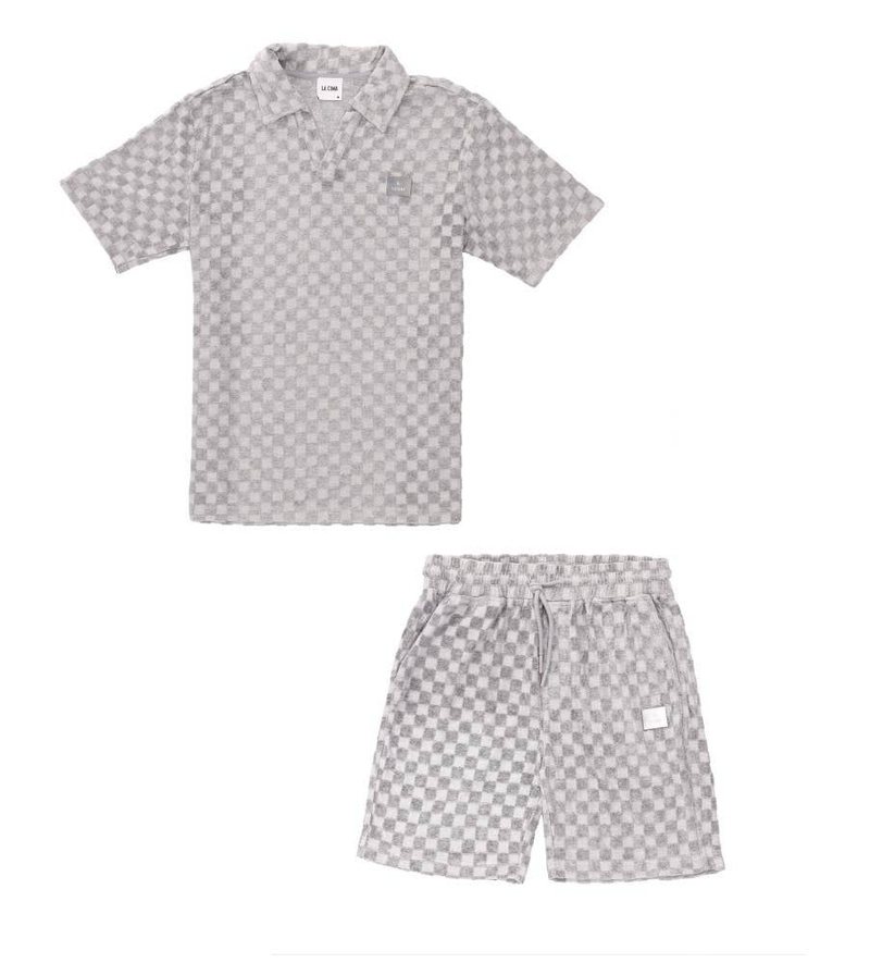 Graphite Grid Polo Set