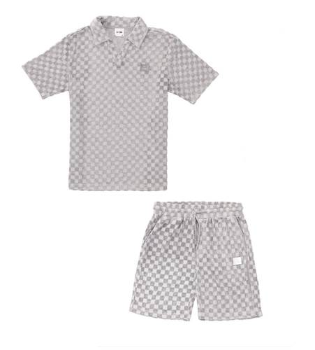 Graphite Grid Polo Set