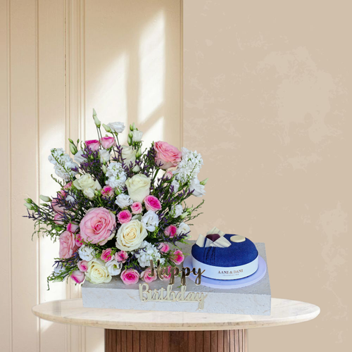 Aani & Dani Royal Birthday Set - Velvet Cake with Mixed Rose Garden
