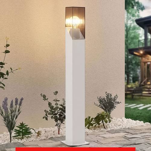 عمود انارة حدائق خارجي ابيض بتصميم مكعب سموكي بطول 90 سم