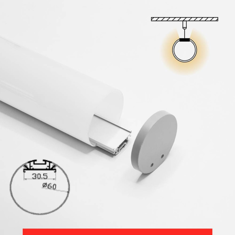 مجرى المونيوم اسطوانة دائري معلقة 3 متر لانارة شريط الled
