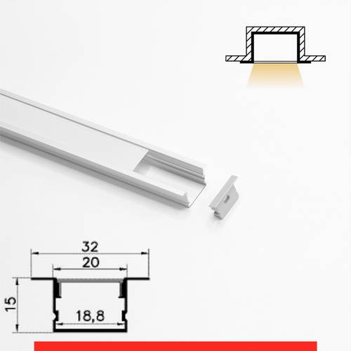 مجرى المونيوم مجرى داخلي غرس 3 متر لانارة شريط الled