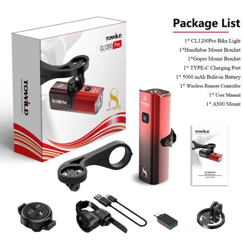 TOWILD CL 1200Pro ضوء الدراجة القابلة لإعادة الشحن