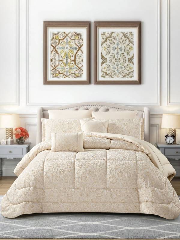 طقم لحاف مايكروفايبر جاكار يناسب سرير 140×200 سم