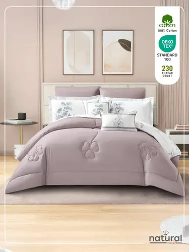 مفرش ناتشورال 8 قطع مقاس مزدوج 200×200 سم قطن طبيعي