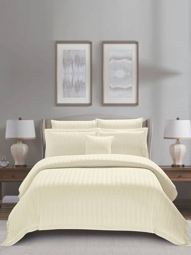 8-Piece Solid Stripe King Comforter Set 240x260 cm with Removable Filler