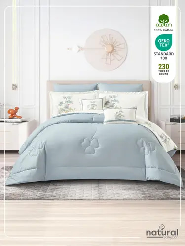 مفرش ناتشورال 8 قطع مقاس مزدوج 200×200 سم قطن طبيعي