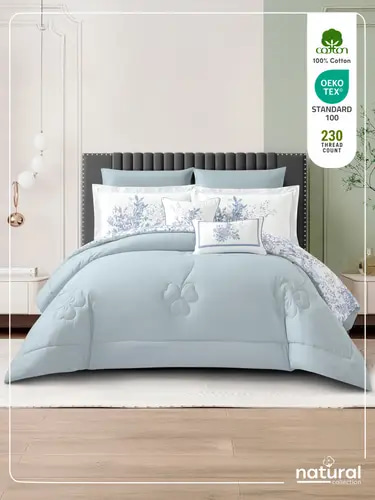 مفرش ناتشورال 8 قطع مقاس مزدوج 200×200 سم قطن طبيعي
