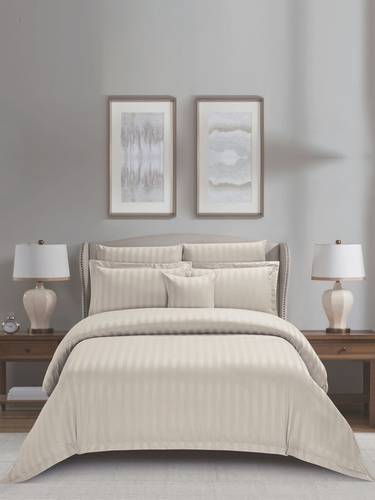 8-Piece Solid Stripe King Comforter Set 240x260 cm with Removable Filler