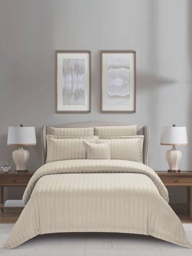 8-Piece Solid Stripe King Comforter Set 240x260 cm with Removable Filler