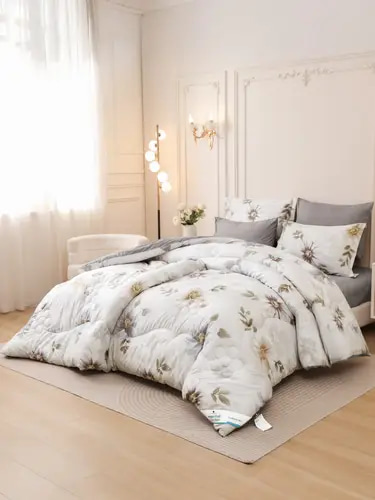 مفرش سرير مشجر مقاس مفرد ونص 4 قطع يناسب سرير 140×200 سم 