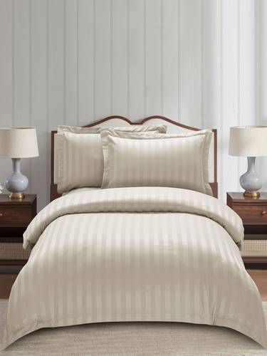 5-Piece Solid Stripe Single Comforter Set 170x230 cm with Removable Filler