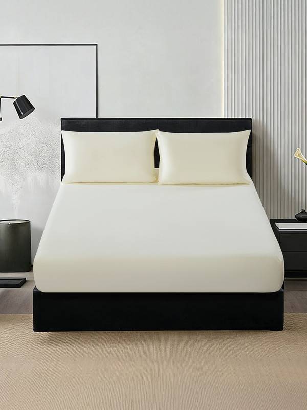 Fitted Sheet Set - Fits 90x190 Cm Single Size 2 Pcs - 30 Cm Deep Pocket - لاتيه