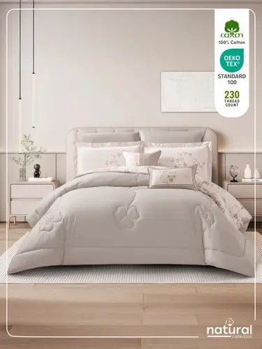 مفرش ناتشورال 8 قطع مقاس مزدوج 200×200 سم قطن طبيعي