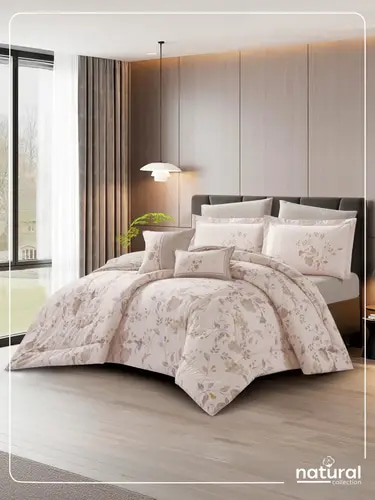 مفرش ناتشورال 8 قطع مقاس مزدوج 200×200 سم قطن طبيعي