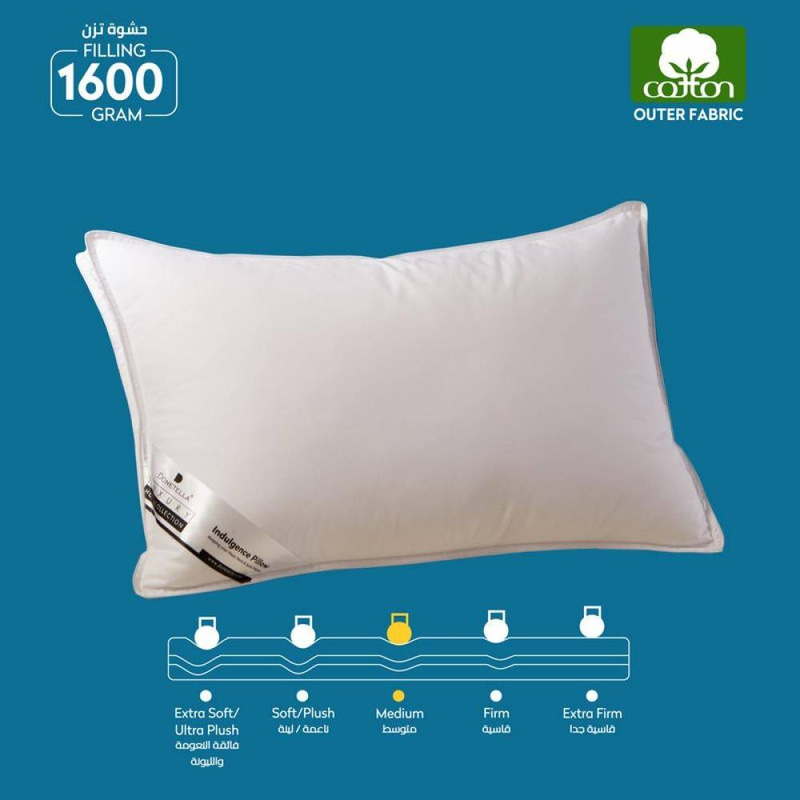 وسادة اندلجنس قطن 1600 جرام مقاس 50×90 سم ابيض