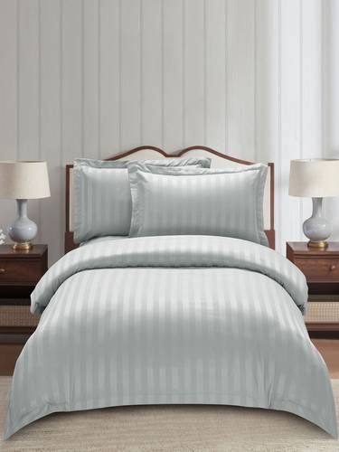 5-Piece Solid Stripe Single Comforter Set 170x230 cm with Removable Filler