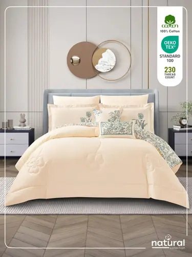 مفرش ناتشورال 8 قطع مقاس مزدوج 200×200 سم قطن طبيعي