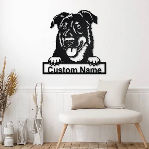 ديكور جداري معدني - بزينة على شكل كلب بوسيرون بتخصيص إسمك