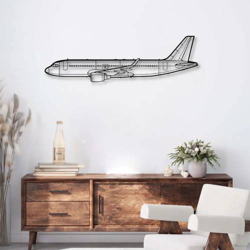 ديكور جداري معدني بزينة طائرة إيرباص A320