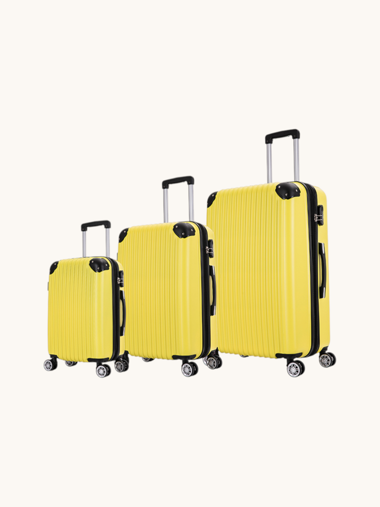 Levelo ABS 3-Piece Travel Luggage Set – Yellow