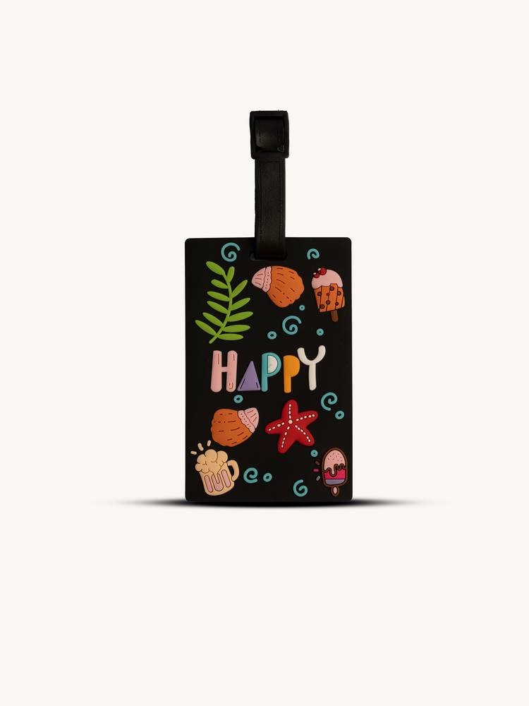 Luggage tag happy