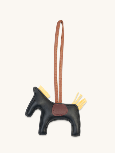Obsidian Horse Leather Charm