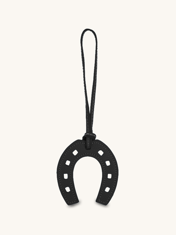 Black Horseshoe Leather Charm