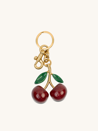 Scarlet Cherry Charm Keychain