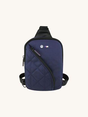 BMW Nylon Pocket & Metal Logo Crossbody Phone Bag - Navy Blue