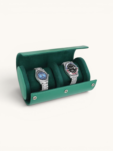 Green Lion Duo Watch Roll Case - Green