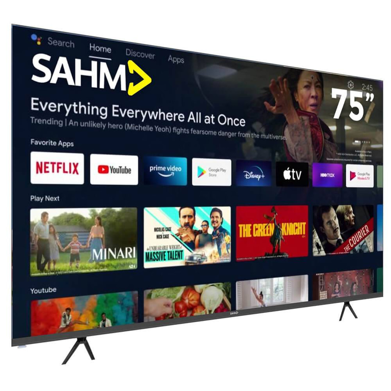 تلفزيون سهم ذكي 75 بوصة 4K UHD – أندرويد 13 – دولبي فيجن وأتموس | SHM-75LPS