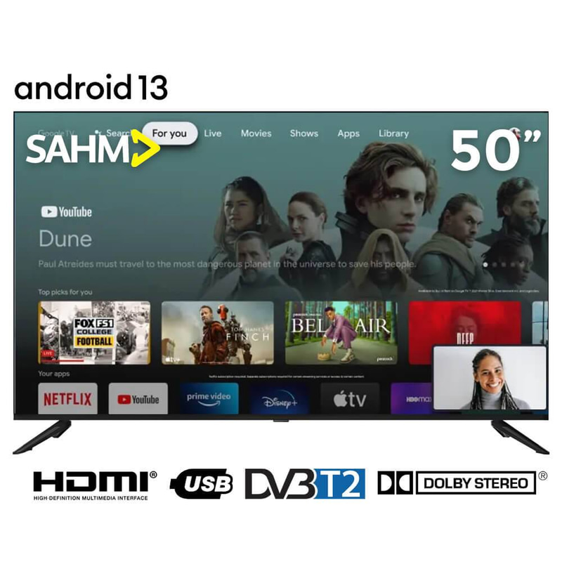 SAHM 50-Inch Smart TV 4K UHD – Android 13 | SHM-50LPS
