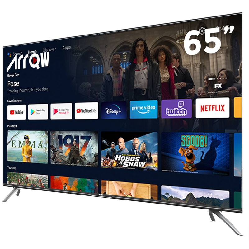 شاشة ARRQW سمارت 65 بوصة – 4K UHD – أندرويد 11 – تصميم بدون إطار | RO-65LCS-11