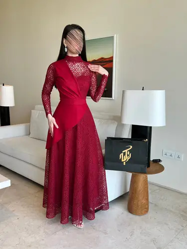 فستان دأنتيل برغندي 0448