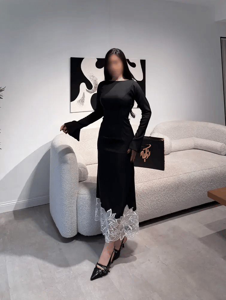 فستان اسود كريب 0337
