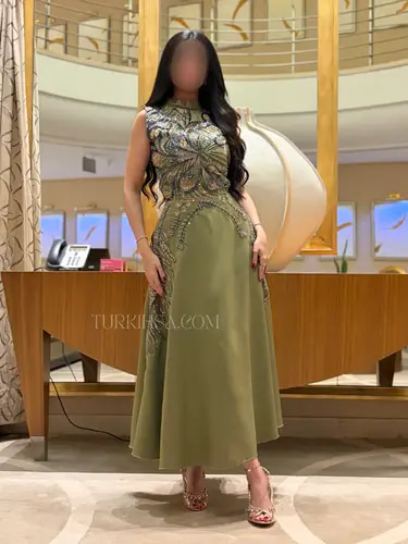 فستان سهرة زيتي 0327