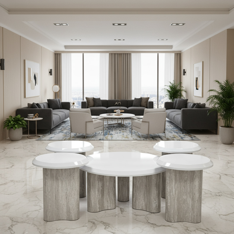 طقم طاولات شاي فاخر 1+4 بتصميم عصري