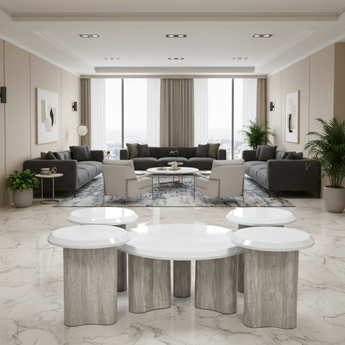 طقم طاولات شاي فاخر 1+4 بتصميم عصري