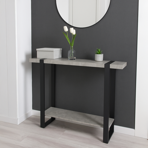 Gray wood entrance with metal bases, 120 cm