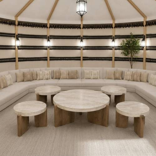 طقم طاولات أرضية خشبية 4+1 