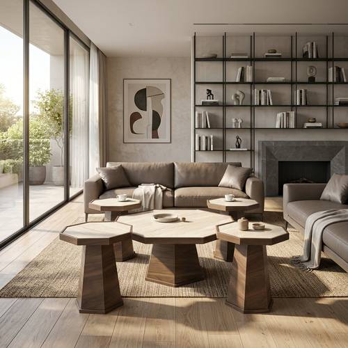طقم طاولات قهوة مودرن بتصميم ثماني أنيق