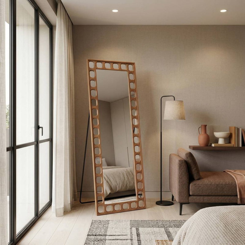 مراية ارضيه ب ايطار خشبي انيق مقاس 162*60 cm